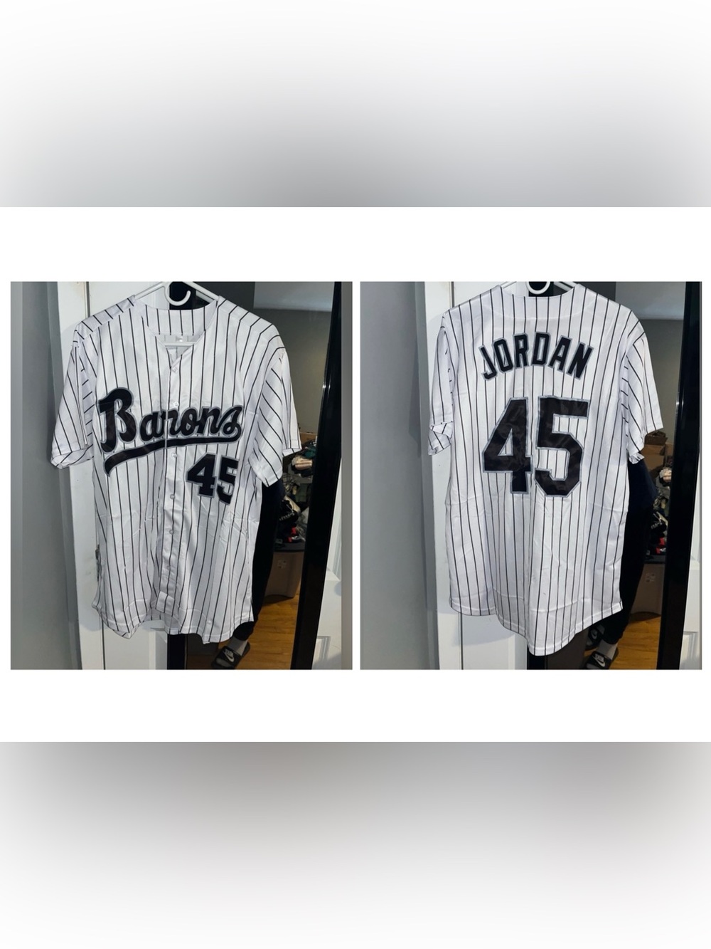 Michael Jordan Birmingham Barons White Pinstripe Baseball Jersey #45 / White Sox